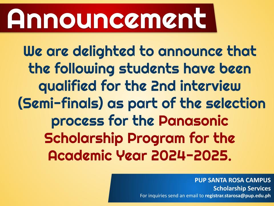 Announcement | Panasonic Scholarship Program | pid#7504
